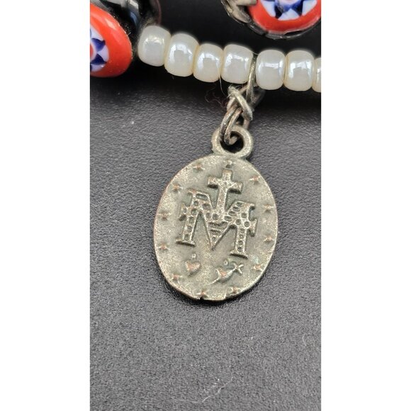 Multi-Layer Murano Millefiori? Glass Beaded Wrap Bracelet W/ Religious Charms - Picture 6 of 9